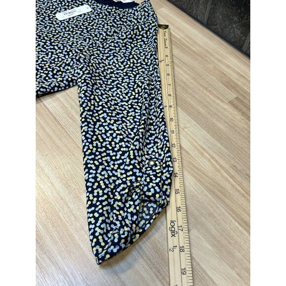 Charming Charlie Dress Womens Medium Shift Dress Blue Dots Roll Tab Sleeves - Picture 11 of 14